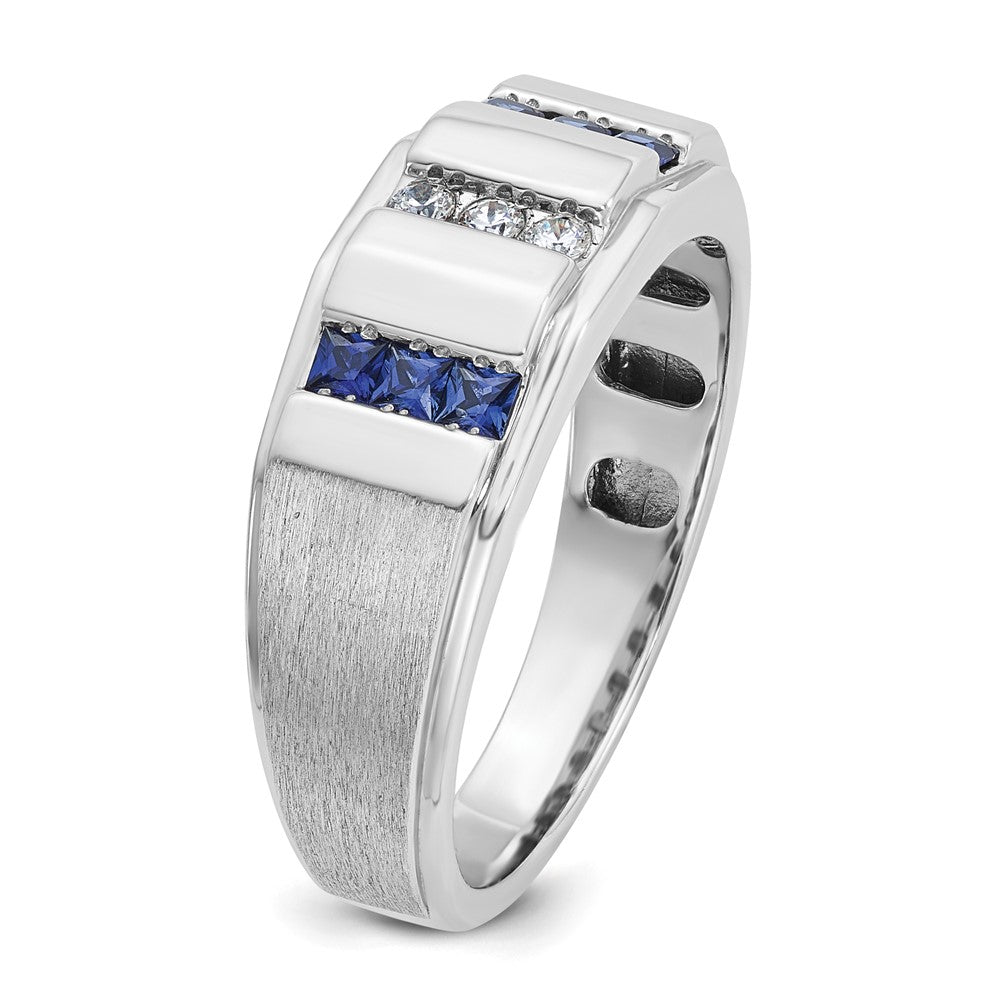 IBGoodman 14k White Gold Men's Polished and Satin 3-Row Ring Mounting