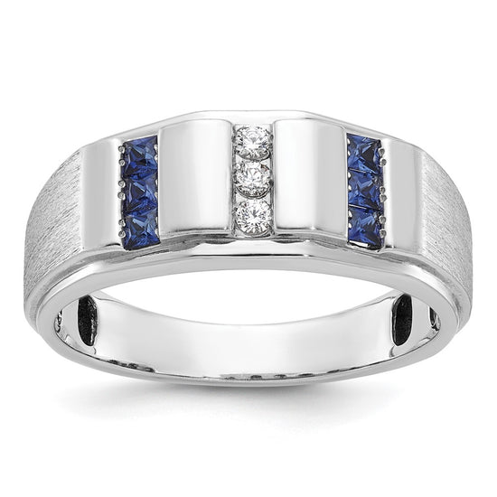 IBGoodman 14k White Gold Men's Polished and Satin 3-Row Ring Mounting