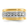 14k Two-tone Men's Polished and Grooved 7-Stone 3/4 Carat AA Quality Diamond Ring