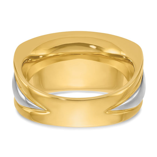 14k Two-tone Men's Polished and Grooved 7-Stone 3/4 Carat AA Quality Diamond Ring