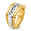 14k Two-tone Men's Polished and Grooved 7-Stone 3/4 Carat AA Quality Diamond Ring