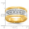 14k Two-tone Men's Polished and Grooved 7-Stone 3/4 Carat AA Quality Diamond Ring