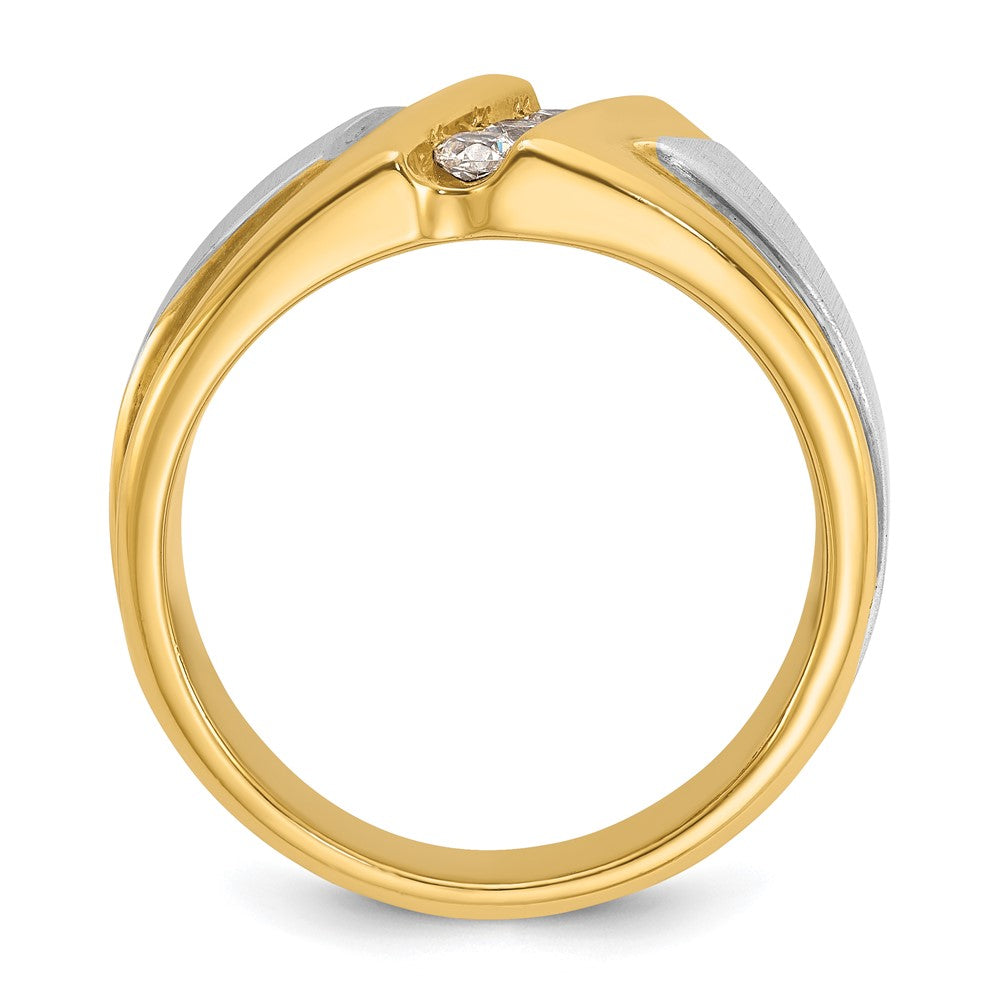 IBGoodman 14k Two-tone Men's Polished and Satin 3-Stone Ring Mounting
