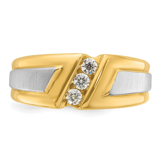 IBGoodman 14k Two-tone Men's Polished and Satin 3-Stone Ring Mounting