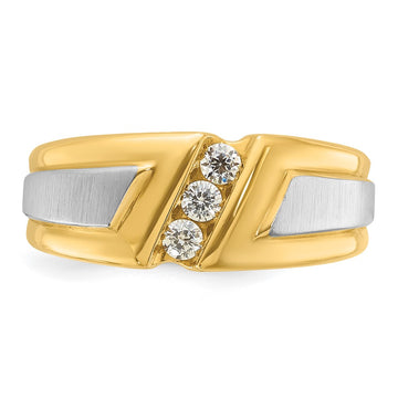 IBGoodman 14k Two-tone Men's Polished and Satin 3-Stone Ring Mounting