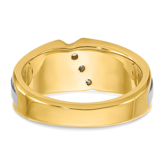 IBGoodman 14k Two-tone Men's Polished and Satin 3-Stone Ring Mounting