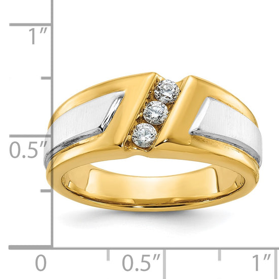 IBGoodman 14k Two-tone Men's Polished and Satin 3-Stone Ring Mounting