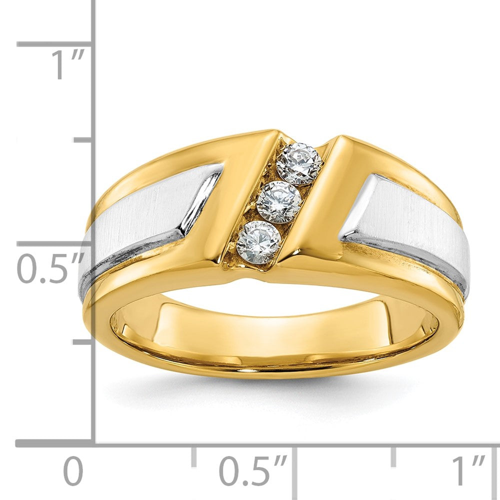 IBGoodman 14k Two-tone Men's Polished and Satin 3-Stone Ring Mounting
