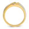 14k Two-tone Men's Polished Satin and Grooved 3-Stone 1/4 Carat AA Quality Diamond Ring