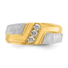 IBGoodman 14k Two-tone Men's Polished Satin and Grooved 3-Stone Ring Mounting