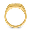 14k Men's Polished and Satin 3-Row 3/4 Carat AA Quality Diamond Ring