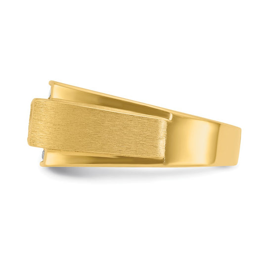 14k IBGoodman Men's Polished and Satin 3-Row Ring Mounting