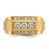 14k IBGoodman Men's Polished and Satin 3-Row Ring Mounting