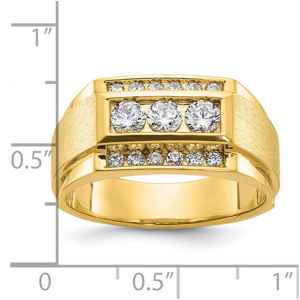 14k IBGoodman Men's Polished and Satin 3-Row Ring Mounting