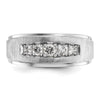 14k White Gold 1/2 carat Lab Grown Diamond VS/SI+ G+ Complete Polished and Brushed Five Stone Men's Ring