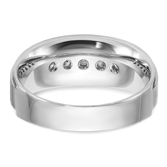 14k White Gold 1/2 carat Lab Grown Diamond VS/SI+ G+ Complete Polished and Brushed Five Stone Men's Ring