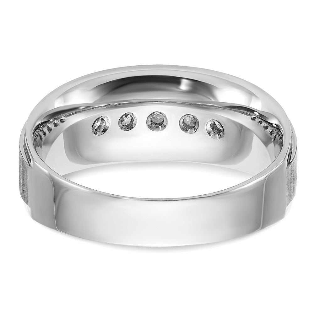 14k White Gold 1/2 carat Lab Grown Diamond VS/SI+ G+ Complete Polished and Brushed Five Stone Men's Ring