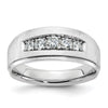 14k White Gold 1/2 carat Lab Grown Diamond VS/SI+ G+ Complete Polished and Brushed Five Stone Men's Ring