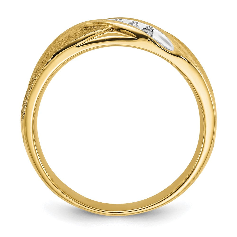 14k 1/10 carat Lab Grown Diamond VS/SI+ G+ Complete Polished and Satin Men's Ring