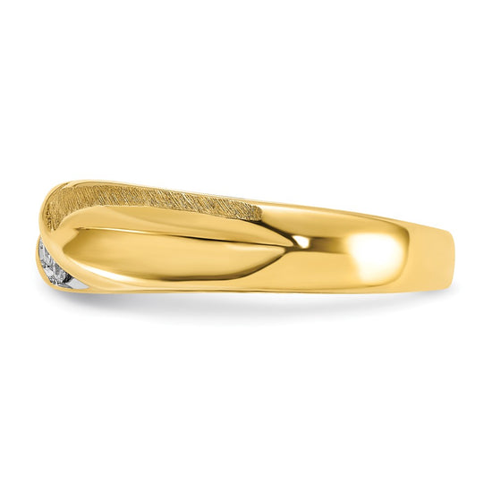 14K with White Rhodium Men's Polished and Satin X 1/10 Carat AA Quality Diamond Ring