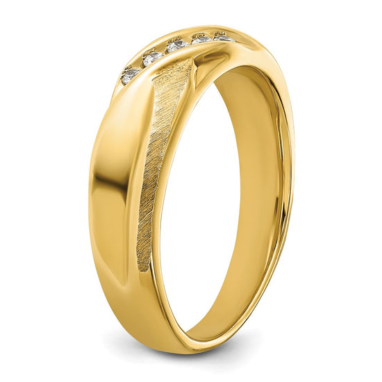14k 1/10 carat Lab Grown Diamond VS/SI+ G+ Complete Polished and Satin Men's Ring