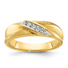 14K with White Rhodium Men's Polished and Satin X 1/10 Carat AA Quality Diamond Ring