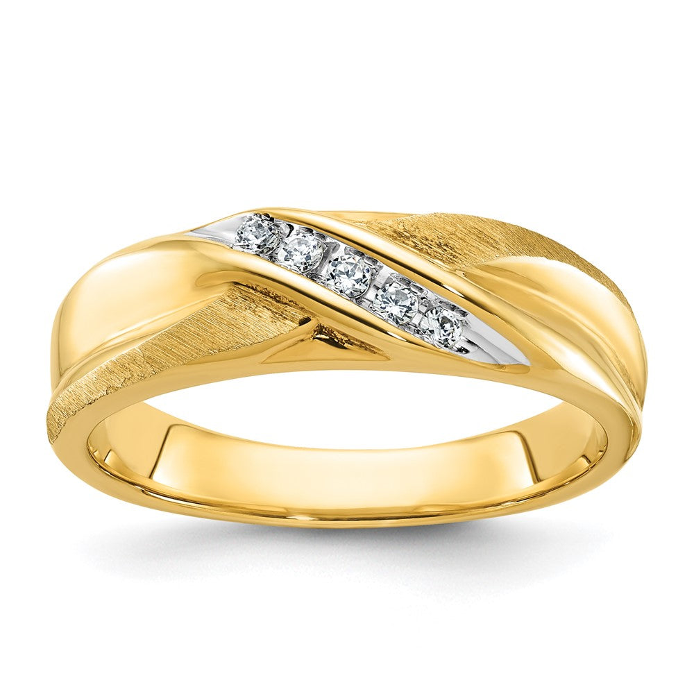 14k 1/10 carat Lab Grown Diamond VS/SI+ G+ Complete Polished and Satin Men's Ring