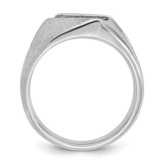 14k White Gold Men's Polished and Satin 3-Stone 1/2 Carat AA Quality Diamond Ring