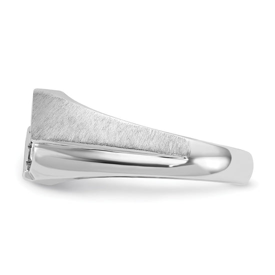 14k White Gold Men's Polished and Satin 3-Stone 1/2 Carat AA Quality Diamond Ring