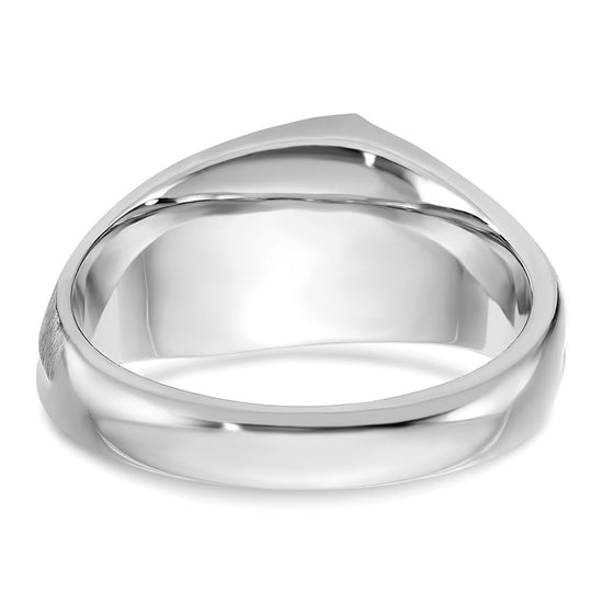 14k White Gold Men's Polished and Satin 3-Stone 1/2 Carat AA Quality Diamond Ring