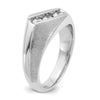 14k White Gold Men's Polished and Satin 3-Stone 1/2 Carat AA Quality Diamond Ring