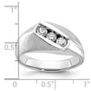 14k White Gold Men's Polished and Satin 3-Stone 1/2 Carat AA Quality Diamond Ring