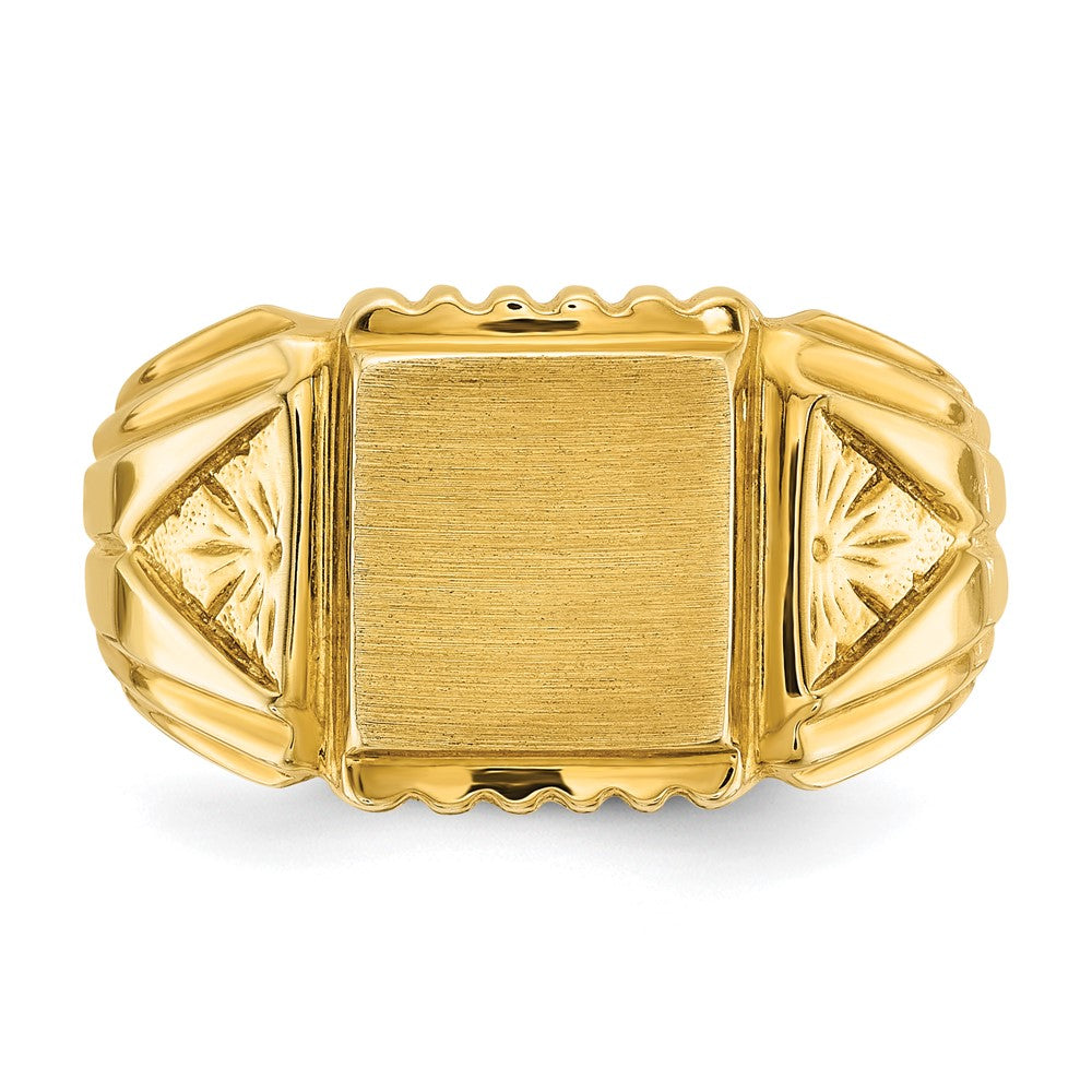 14k 10x10mm Men's Square Signet Ring