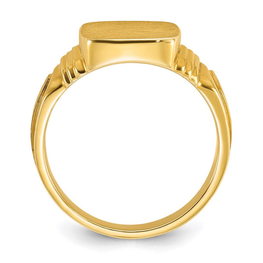 14k 14x12mm Cushion Mens Signet Ring