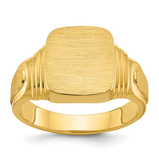 14k 14x12mm Cushion Mens Signet Ring