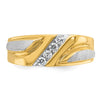 14k Two-tone Men's Polished Satin and Grooved 4-Stone 1/4 Carat AA Quality Diamond Ring