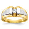 14k Two-tone Men's Polished and Satin 1/4 carat Diamond Complete Ring