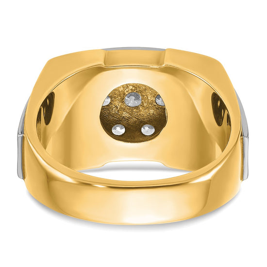 14k Two-tone IBGoodman Men's Polished and Satin Cluster Ring Mounting