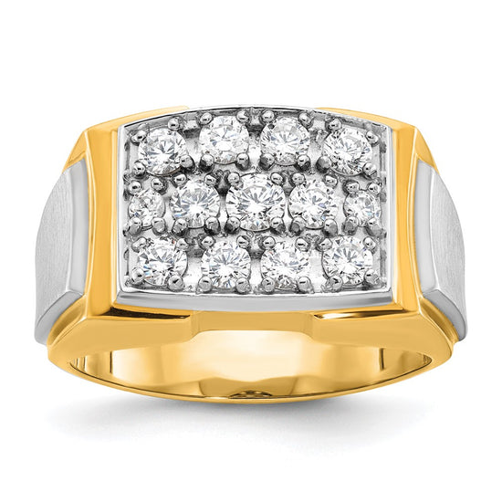 14k Two-tone IBGoodman Men's Polished and Satin Cluster Ring Mounting