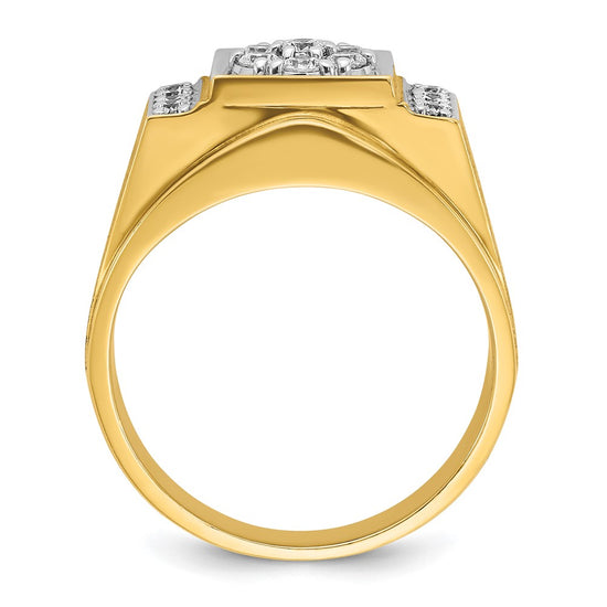 IBGoodman 14k Two-tone Men's Polished and Satin 1/2 Carat AA Quality Diamond Cluster Ring