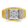 IBGoodman 14k Two-tone Men's Polished and Satin 1/2 Carat AA Quality Diamond Cluster Ring