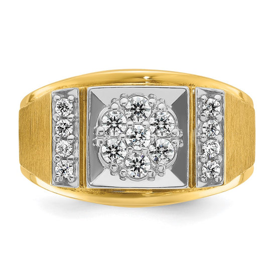 14k Two-tone IBGoodman Men's Polished and Satin Cluster Ring Mounting