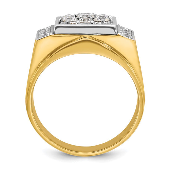 14k Two-tone IBGoodman Men's Polished and Satin Cluster Ring Mounting