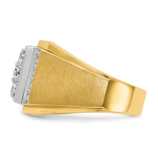 14k Two-tone IBGoodman Men's Polished and Satin Cluster Ring Mounting