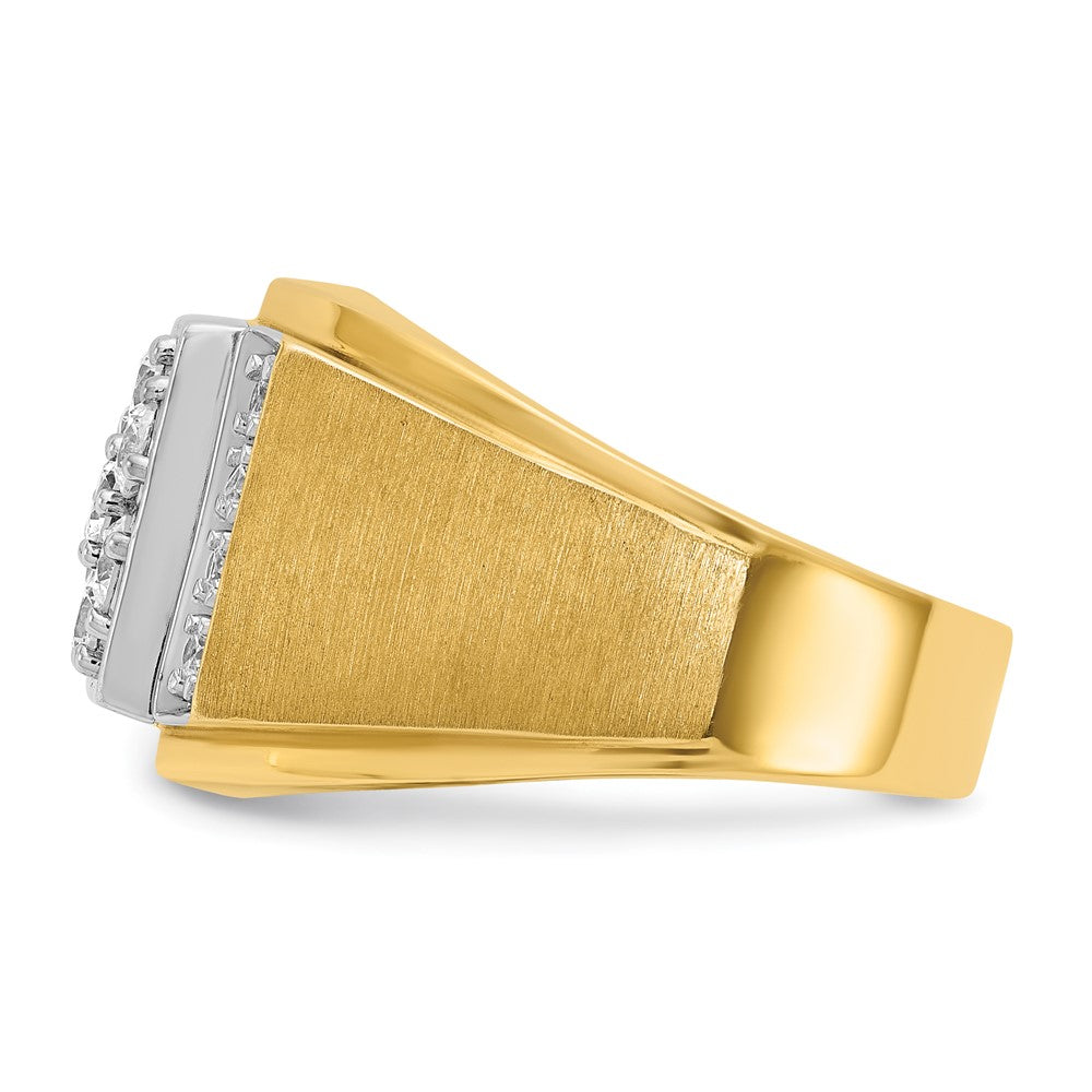 14k Two-tone IBGoodman Men's Polished and Satin Cluster Ring Mounting