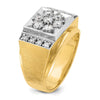 IBGoodman 14k Two-tone Men's Polished and Satin 1 Carat AA Quality Diamond Cluster Ring
