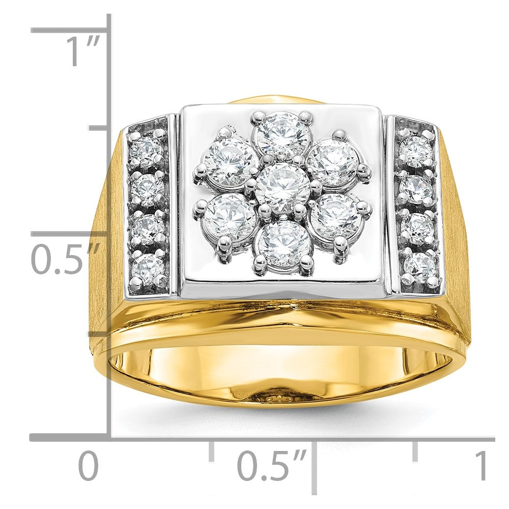 IBGoodman 14k Two-tone Men's Polished and Satin 1 Carat AA Quality Diamond Cluster Ring