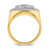 IBGoodman 14k Two-tone Men's Polished and Satin 1 1/2 Carat AA Quality Diamond Cluster Ring