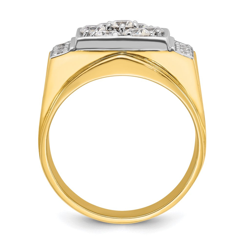 IBGoodman 14k Two-tone Men's Polished and Satin 1 1/2 Carat AA Quality Diamond Cluster Ring