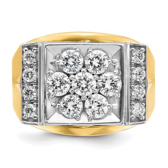14k Two-tone IBGoodman Men's Polished and Satin Cluster Ring Mounting